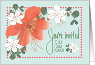 Hand Lettered Floral Christmas Invitation to Holiday Family Reunion card