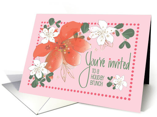 Hand Lettered Invitation to Holiday Brunch Poinsettias... (1783398)