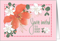 Hand Lettered Invitation to Holiday Brunch Poinsettias and Patterns card