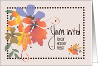 Hand Lettered Floral Invitation Thanksgiving Dinner Feast Fall Flowers card