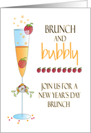 Hand Lettered New Year’s Day Bubbly Brunch Invitation with Mimosa card