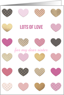Sister Birthday Love Customizable Hearts Design card