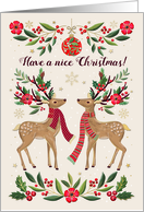 Christmas Cheer with Cute Deer and Mistletoe card