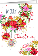 Merry Christmas Stylish Red Flowers card