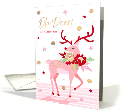 Cute Christmas Reindeer with Mistletoe card (1810744)
