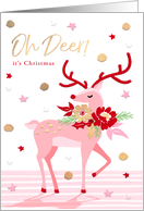 Cute Christmas Reindeer with Mistletoe card