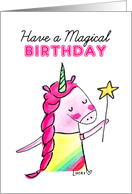 For Girls Birthday Magical Pink Unicorn card
