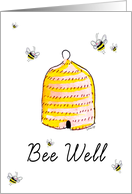 Bee Well Get Better Soon Bee Skep Greeting card