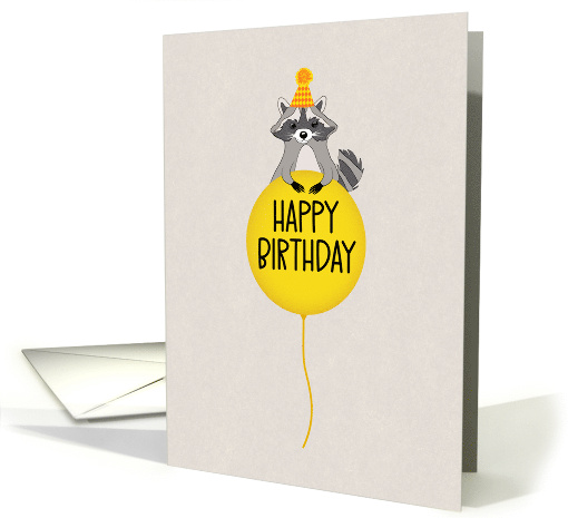 Birthday Balloon and Raccoon with a Party Hat card (1841230)