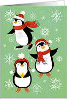 Christmas Penguins with Snowflakes card