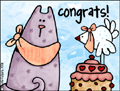 congrats, congratulations, kitty, cake, cat, pet, bird, birdie, birdy, party, bakery, treat, sweet, cute, sweetie, appreciation