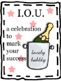 IOU, coupon, champagne, congratulations, success, celebrate, celebration, bubbly, achievement, achieve, graduation, promotion, graduate