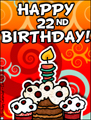 age specific birthday cards, 22 years old, 22nd birthday, happy birthday,