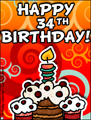 age specific birthday cards, 34 years old, 34th birthday, happy birthday,