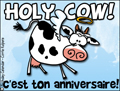 Joyeux anniversaire, gteau d'anniversaire, cartes d'anniversaire drles, vache,