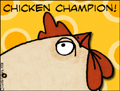 chicken champion, game, gamer, winner, funny, humour, humor, humorous, word play, pun