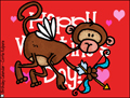valentine, valentine's day, heart, pink, love, friend, romance, cupid, monkey