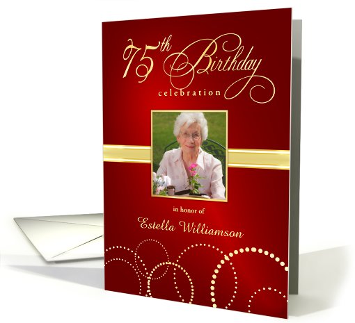 75th Birthday Party Invitations with Your Custom Photo -... (860650)