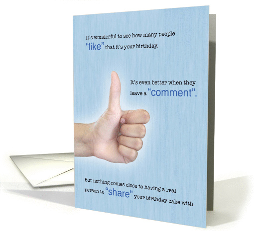 Happy Birthday, Social Media Thumbs Up, Humorous card