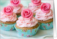 Tea Party Invitation Pastel Rose Cupcakes card