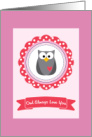 Pink Owl Always Love You Valentine’s Day card