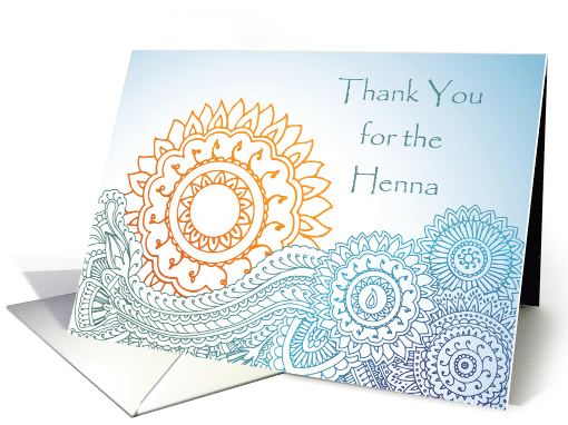 Blue Gold Mehndi Henna Designs Thank You card (1229938)