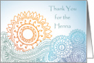 Blue Gold Mehndi Henna Designs Thank You card