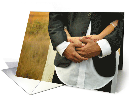 Henna Indian wedding hands Bride & Groom Congratulations card