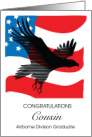 Cousin Airborne Division Graduate Eagle American Flag Congratulations card