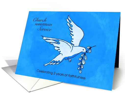 2nd Church Anniversary Service Invitation Dove Olive Branch card