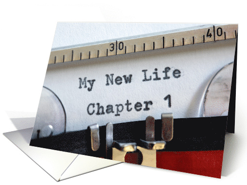 Divorce Final Party Invitation Typewriter New Life Chapter 1 card
