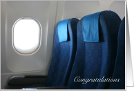 Flight Attendant Retirement Congratulations Empty Window Seat Airplane card