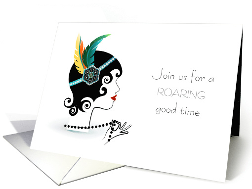 Great Gatsby Female Silhouette Roaring 20s party invitation card