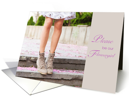 Flowergirl Wedding Party Country Boots and Pink Flower Petals card