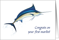 First Marlin Catch Fishing Congratulations card