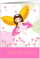 7th Birthday Fairy Princess Garden Flowers card