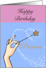 7th Birthday Princess Magic Wand Pink & blue card