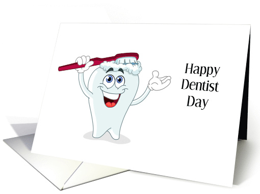 National Dentist Day Happy Tooth All Smiles Red Toothbrush card