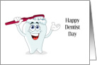 National Dentist Day Happy Tooth All Smiles Red Toothbrush card