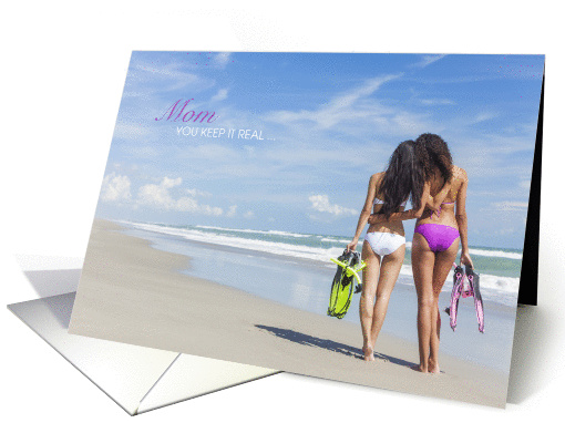 Beach Snorkeling Mom Daughter Keeping it Real Mother's Day card