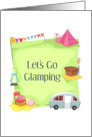 Let’s Go Glamping Fancy Tent Trailer and Picnic Invitation card