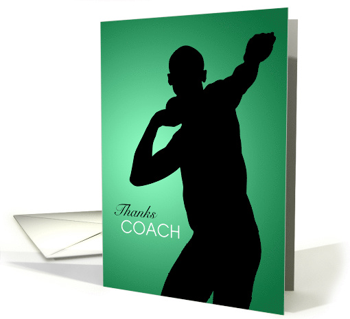 Thank You Shotput Coach Track & Field Green Black Silhouette Male card