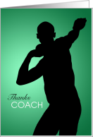 Thank You Shotput Coach Track & Field Green Black Silhouette Male card