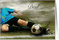 Sporty Soccer Dad Keeping it Real Father’s Day on the Pitch card