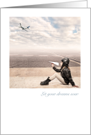 Pilot’s License Girl with Airplane Dreams Congratulations card