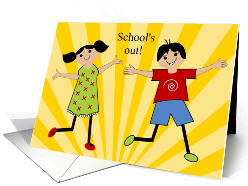 School is Out Kids Colorful Illustration card (1280002)