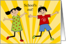 School is Out Kids Colorful Illustration card