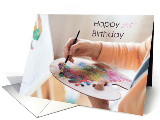 25th Birthday Female Artist Painting & Easle card (1280848)