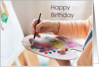 25th Birthday Female Artist Painting & Easle card