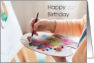 25th Birthday Female Artist Painting & Easle card